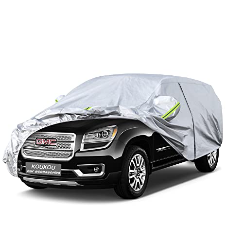 Image of KouKou 6 Layers Car Cover Custom Fit GMC Acadia from 2007 to 2025, Waterproof All Weather for Automobiles, Sun Rain Dust Snow Protection. (Ships from US Warehouse, Arrive Within 3-7 Days)