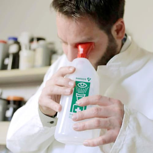 BARIKOS Augenspülflaschen-Set: 2 Augenspülflasche à 620 ml inkl. Wandbehälter, Erste Hilfe Augendusche