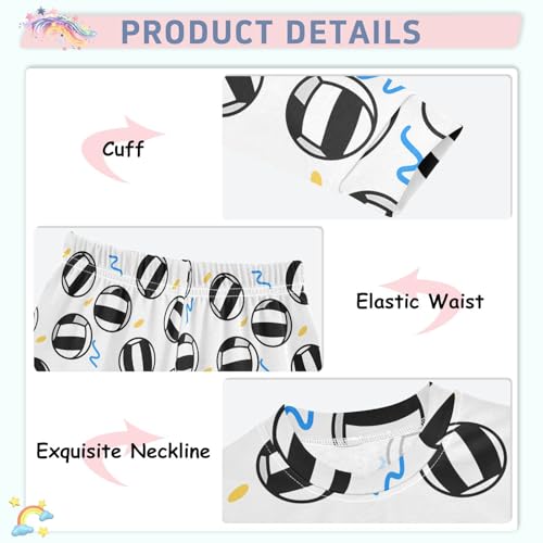 Cartoon Pajamas Set Beach Volleyball Blue Lines Pattern Long Sleeve PJs Cotton Jammies Sleepwear Top and Pants4