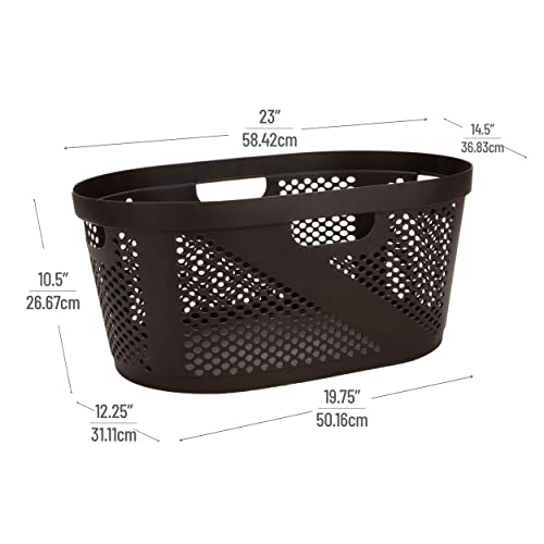 Mind Reader Basket Collection, Laundry Basket, 40 Liter (10Kg/22Lbs) Capacity, Cut Out Handles, Ventilated, Brown #TOP2