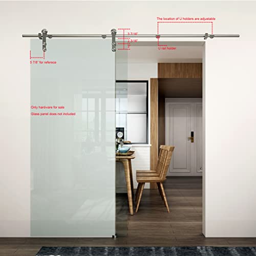 DIYHD Stainless Steel Glass Sliding Barn Door Kit #TOP15