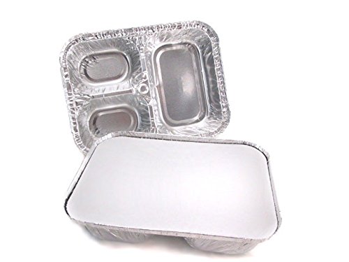 Disposable Aluminum 3 Compartment T.v Dinner Trays With Board Lid #210L (25) #TOP1