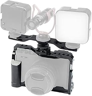 BGNing Aluminum Camera Cage Compatible with Fujifilm X-E4 Form-Fitting Border Frame w/Cold Shoe Arri Mount Handgrip Wristband Light Monitor Holder (Combo C)