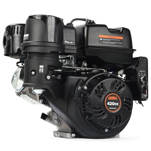 GENMAX 15HP 420cc Electric Start Gas Engine Horizontal Shaft 1 4-Stroke OHV Replacement Engine for Log Splitter Generator Pressure WasherGM420E