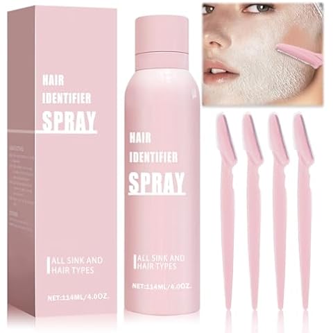 KAKIKEKO Hair Identifier Spray for Face Shaving Skin Body Facial Hair Identifying Spray for Dermaplaning Spray Moisturizing and Skin Care Dermaplaner Spray with Razors for All Skin Types Cover