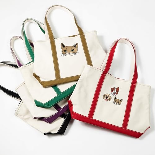 Custom Tote Bag for Women, Personalized Embroidered 1-4 Dog Cat Pet Portrait Photos Canvas Tote Bags, Large Travel Bag with Zipper, Personalized Reusable Shopping Gift Bags, Birthday Gifts for Her4