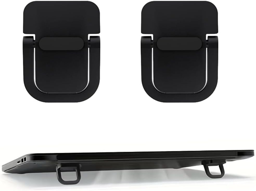 Laptop Stand 2 Pack, Zinc Alloy Foldable Portable Riser, Adjustable Ergonomic Holder for Desk, Anti-Slip, Compatible with MacBook, Dell, HP, Lenovo 10-17.3 Inch Laptops (Black)