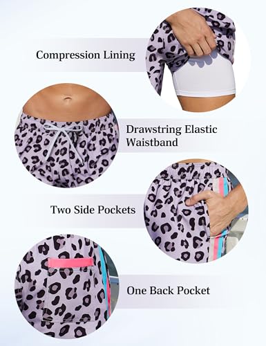 unitop Men's Swim Trunks with Compression Liner 7 Inch Inseam Stretch Beach Board Shorts Drawstring Swimsuit4