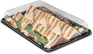 5 x Large Catering Platters & Lids (450mm x 310mm x 75mm) Reusable rPET Plastic