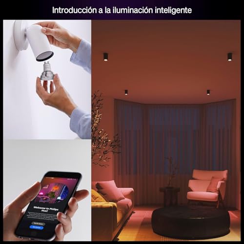 Philips Hue Essential Smart LED GU10 Spotlight Bulb, White and Color Ambiance, 4.7W, 2200K-6500K, 345 Lumens, Dimmable, Works with Alexa, Google Assistant, and Apple Home, 4 Pack - 3