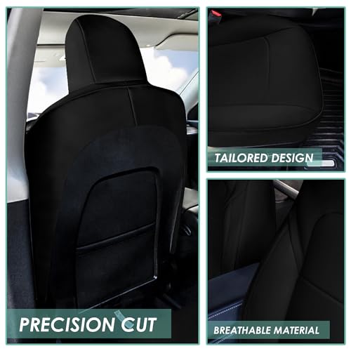 FH Group Custom Fit Car Seat Covers Specifically Made for 2017–2023 Tesla Model 3 Front Set Black Faux Leather Car Seat Covers, Waterproof Automotive Seat Covers, Tesla Accessories by FH Group - Image 5