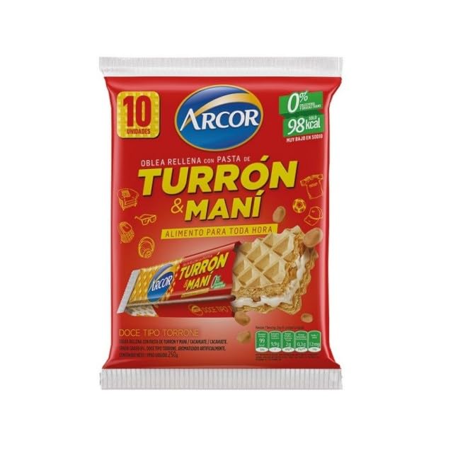 Qumir - Turron de Mani Arcor - Pack de 10 Unidades - En total 250 grs de puro sabor - Ideal para comer como snack