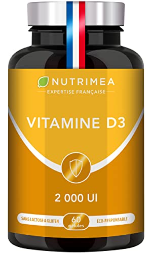 VITAMINE D3 - 100% Pure - 2000 UI - 1000% des Apports Journaliers - Santé des Os & des Dents - Immunité - 60 Gélules - Nutrimea - Fabriqué en France Cover