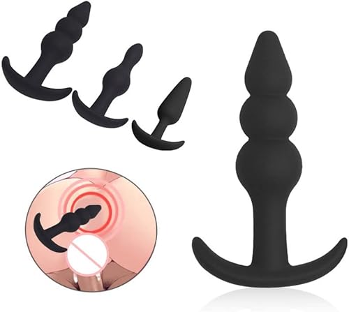 Miniatura 3 de ERUN Tapón anal de silicona con cuentas de tapón anal, paquete de 3 tapones anales, juego de entrenamiento desde principiantes hasta jugadores