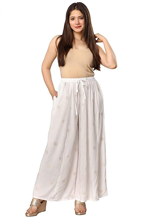 Women's Rayon Gold Print Skirt Palazzo || Hand Block Skirt Palazzo || Skirt Palazzo || Free Size-image-15