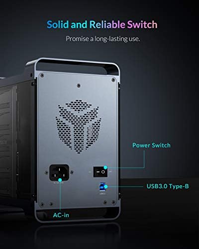 5 Bay Hard Drive Enclosure, Yottamaster Aluminum USB3.0 External 5 Bay HDD Enclosure for 3.5"/2.5" SATA HDD/SSDs, Gaming-focused External Hard Drive Caddy With 80mm RGB Fan