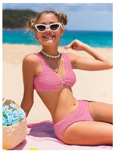 Image of SOLY HUX Girl's V Neck Ring Linked Bikini Sets Bathing Suits Two Piece Swimsuit