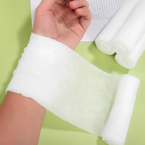BETOOKY 24 rollos de vendajes de gasa blanca 10 cm x 4.5 m, envoltura de vendaje suave y transpirable para primeros auxilios y emergencias miniatura 4