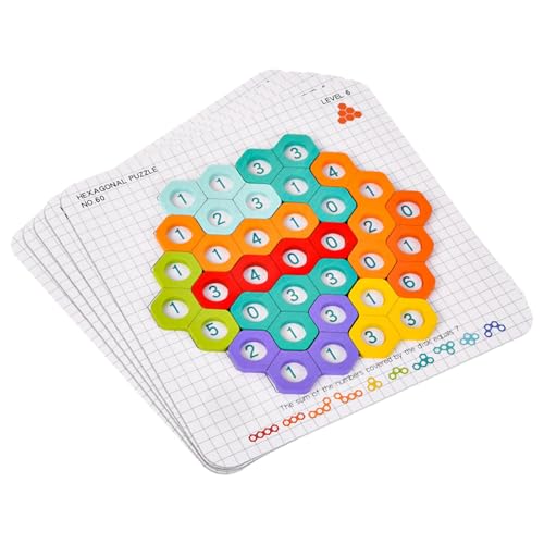 CGACCSD Rompecabezas de números para niños pequeños de 1 a 3 años, acertijos para niños - Rompecabezas de combinación de números de Tangram Hexagonal,Rompecabezas, Juguete de educación temprana para