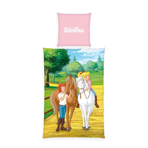 Herding Bibi und Tina Bettwäsche-Set 80 x 80 cm + 135 x 200 cm mit Reißverschluss 100% Baumwolle/Renforcé Mehrfarbig