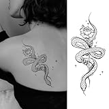 WEEKINK Spine Snake & Rose Temporary Tattoos for Women – Realistic, Long-Lasting Large Fake Tattoos for Back, Arm, Thigh & Body Art