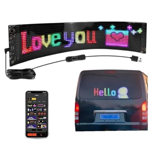 Panel de píxeles RGB con matriz LED, pantalla flexible colorida para coche, letrero programable de desplazamiento para coche, letrero LED de publicidad inteligente, pantalla suave para tienda, bar,
