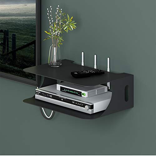Wireless Wi-Fi-Router Aufbewahrungsbox Set Top Box Regal Wand-TV Regal Wohnzimmer Schlafzimmer CD DVD Spieler Beamer Lagerregal (Farbe : SCHWARZ)