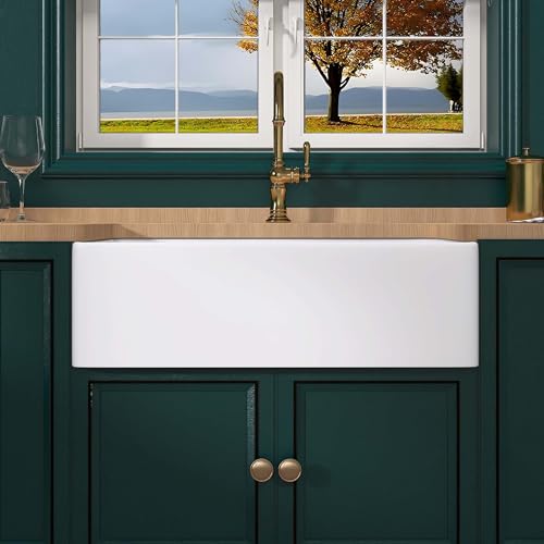 Miuara Farmhouse Sink 30 Inch - White Apron Front Undermount Kitchen Sink Reversible 30'x20'x10',...