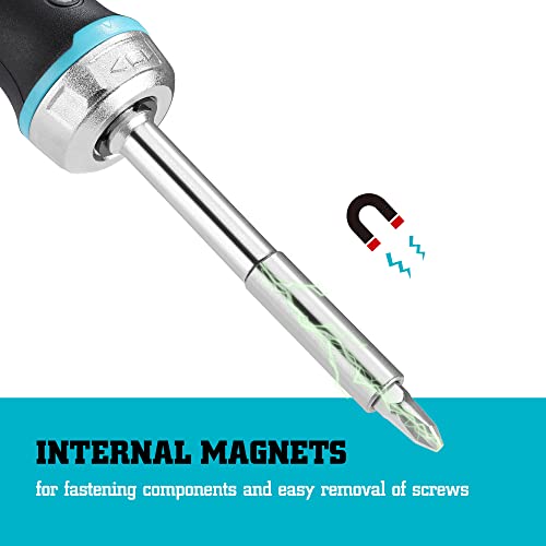 Duratech Multi-Bit Ratcheting Screwdriver, 38-Piece Magnetic Screw Drivers With Bits Storage Handle, Slotted/Philips/Pozi/Torx/Hex/Square #TOP5