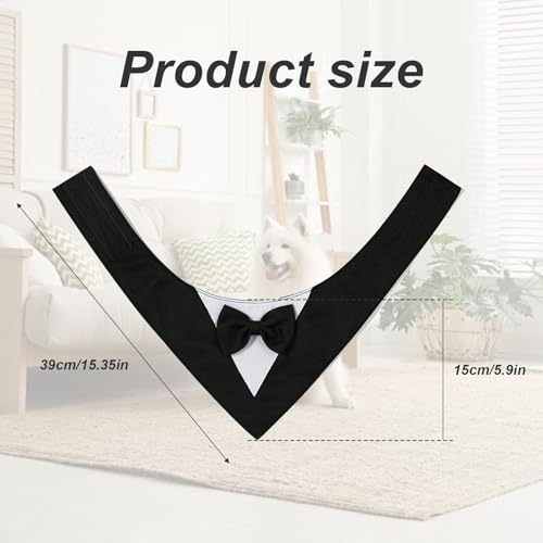 SHENGYIG Hunde Halstuch, M Größe Schwarz Kostüm für Hunde, Fliege-Stil, Verstellbar Hund Kleidung, Selbstklebend, 42 cm Schal, für Verkleiden von Haustieren