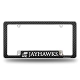 Rico Industries NCAA Kansas Jayhawks Carbon Fiber 12" x 6" Chrome All Over Automotive License Plate Frame for Car/Truck/SUV