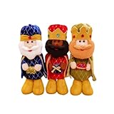 Varletta Pack 3 Muñecos Reyes Magos Decorativos de Navidad | Figuras de Tela 31 cm | Adorno Navideño para Hogar o Escaparate | Peluches Reyes Magos llenos de Ternura