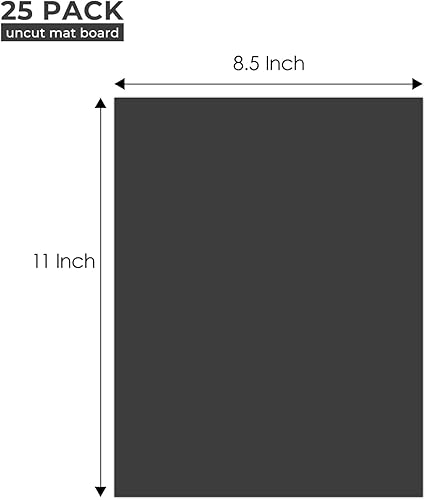 Miniatura 49 de Golden State Art, Paquete de 25 tableros negros sin cortar de 11 x 17 pulgadas, ideal para fotos, fotos, marcos, sin ácidos, núcleo blanco