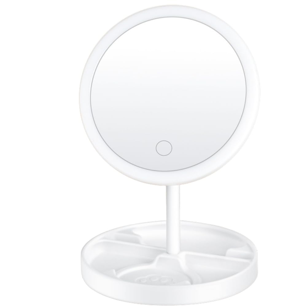 Dreamz Gallery Stand LED Makeup Mirror with Lights USB Rechargeable,180° Rotation,Touch Control,1200mAh Battery,9W Power,Input Power : 5V-1A Charging time Portable Vanity Mirror for Gifting-image-4