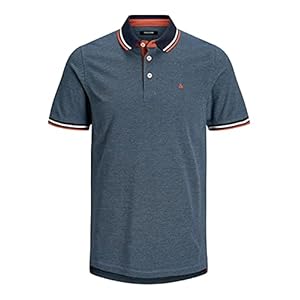 JACK & JONES Men’s Slim Fit Polo Shirt JJEPAULOS Plain Summer Tee Collar Short Sleeve Essential Pique Cotton