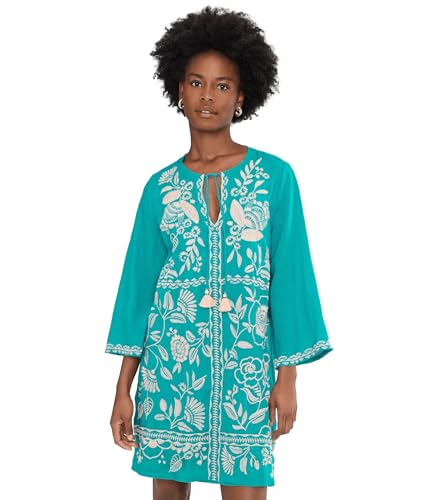 johnny was silk kimono dress Johnny Was Women's Neon Jungle Blue Mix Tiered Dress, Size Medium, Floral