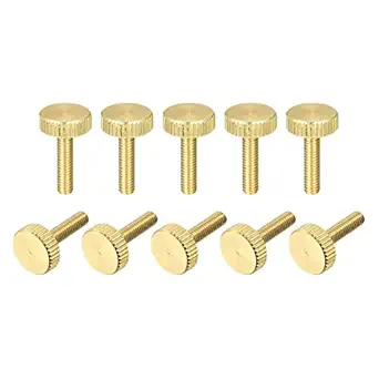 uxcell Knurled Thumb Screws, M4x16mm Flat Brass Bolts Grip Knobs Fasteners for PC, Electronic, Mechanical 10Pcs