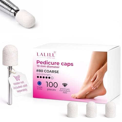 Lalill Tapas De Lija Lux 10mm 80 Grano 100 Unid. Manguitos Para La Fresadora - Manguitos Lijadores De Blancas Para El Modelado De Uñas - Manicura Pedicura Podología - El Cuidado De Los Pies