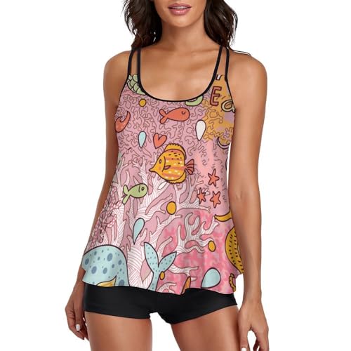 Maillot de bain tankini femme anti frottement avec shorty robe