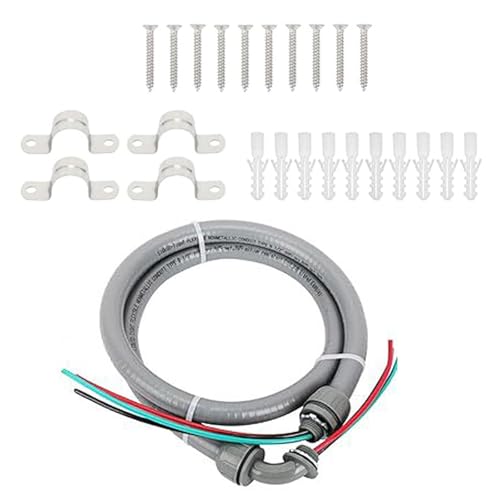 Whip Kits Power Whips - Conducto eléctrico flexible de 1 / 2 pulgadas, 4 pies, para sistemas eléctricos, kits de montaje de látigo de potencia