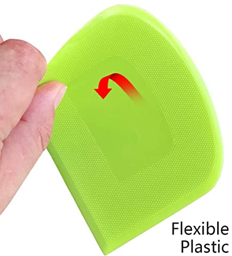 Alltop Bowl Spatula & Bench Scraper,Flexible Plastic Multipurpose Kitchen Pastry Cutter Tool,Food Scrappers For Bread Dough Baking Cake Fondant Icing,Set Of 2 Pieces - White,Green #TOP2