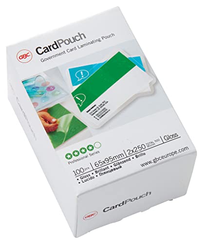 Gbc Confezione Da 100 Pouches Per Plastificazione A Caldo, Formato Carta Di Credito Con Finitura Lucida, Spessore Di 2 X 250 Micron, 54X86 Mm, 3740430