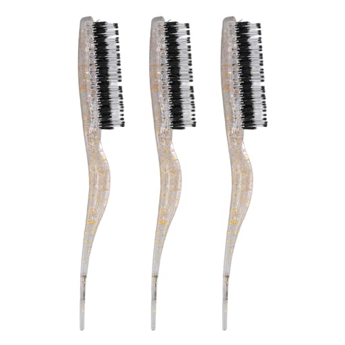 HOSEONFN Spazzola per cotonare i capelli, Aumenta il volume, Strumento per lo styling con setole in nylon, Design a coda appuntita per la riga, Portatile per uomini e donne (Oro scintillante)