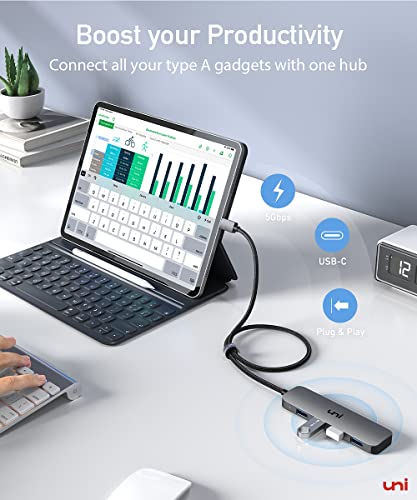 image for uni USB C to USB Hub 4 Ports 2ft, Sturdy Braided USB Type C to USB Ada