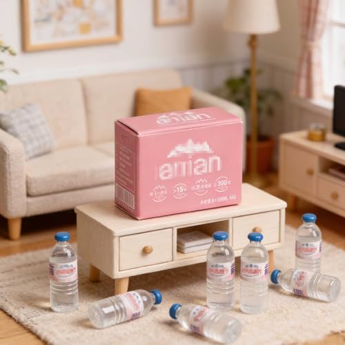 FTYHXP 1 Set Miniature Accessories Dollhouse Water Bottles Mini Drinking Bottle & Box, Miniature Money for Mini Elf Accessories Action Figure Props DIY Crafts Projects,Fairy Garden Pub Bar Decor