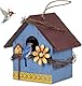 JUJOYBD Deko Vogelhaus Zum Aufhängen, Nistkasten für Vögel wetterfest Vogelhäuschen Meisenkasten Brutkasten für Meisen, Sommer Gartendeko Balkon Garten Terrasse