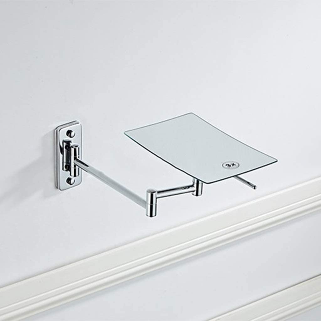 Espejo de maquillaje plegable para baño, espejo telescópico giratorio para colgar en la pared, triple zoom, espejo de maquillaje de un solo lado, 8 pulgadas, parte inferior cuadrada