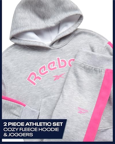 Reebok Toddler Girls Sweatsuit Set - 2 Piece Performance Fleece Pullover Hooded Sweatshirt and Jogger Sweatpants for Girls2