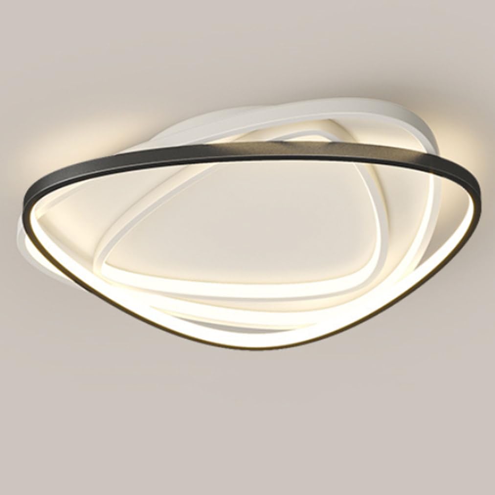 LYMSXAZOU 19.7" Triangle Black Light Fixtures Modern LED Ceiling 3000K Dimmable,White Minimalist Flush Mount Lightings with Acrylic Lampshade for Bedroom Laundry Room Hallway (1-Pack)