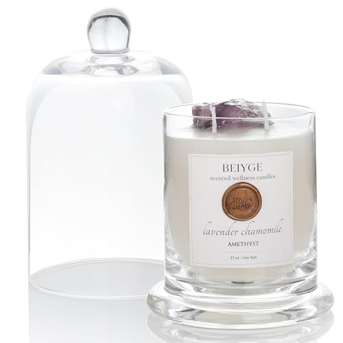 BEIYGE Luxury Soy Candle 13 oz - Lavender Scent with Amethyst, Zodiac Candle for Cancer, Scorpio, Pisces - Calming Aromatherapy